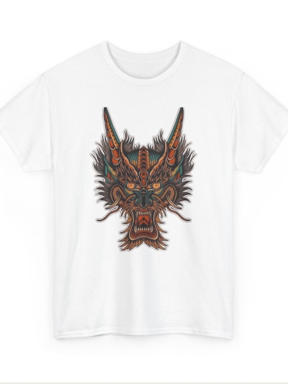 White Dragon Graphic Tee - Men's Crew Neck Shirt